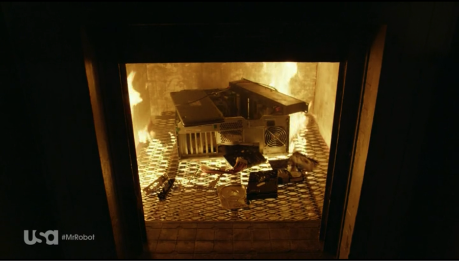 mr robot burning the hardware