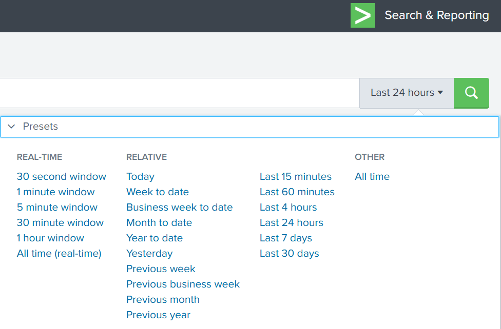 time filter on splunk