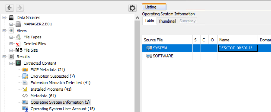 found desktop name in Autopsy