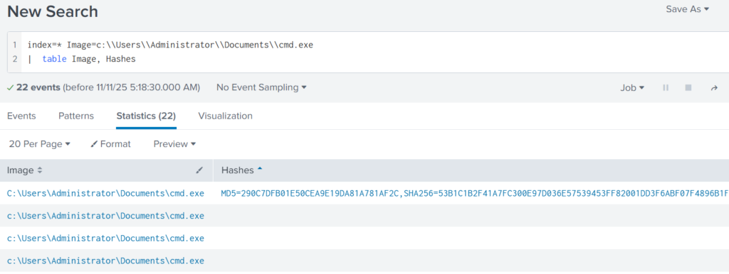 getting image hashes in splunk
