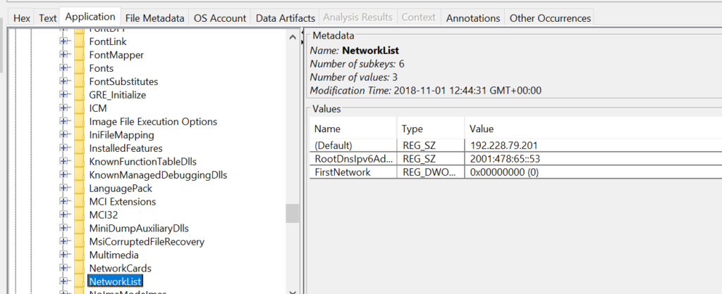 found ip in the registry